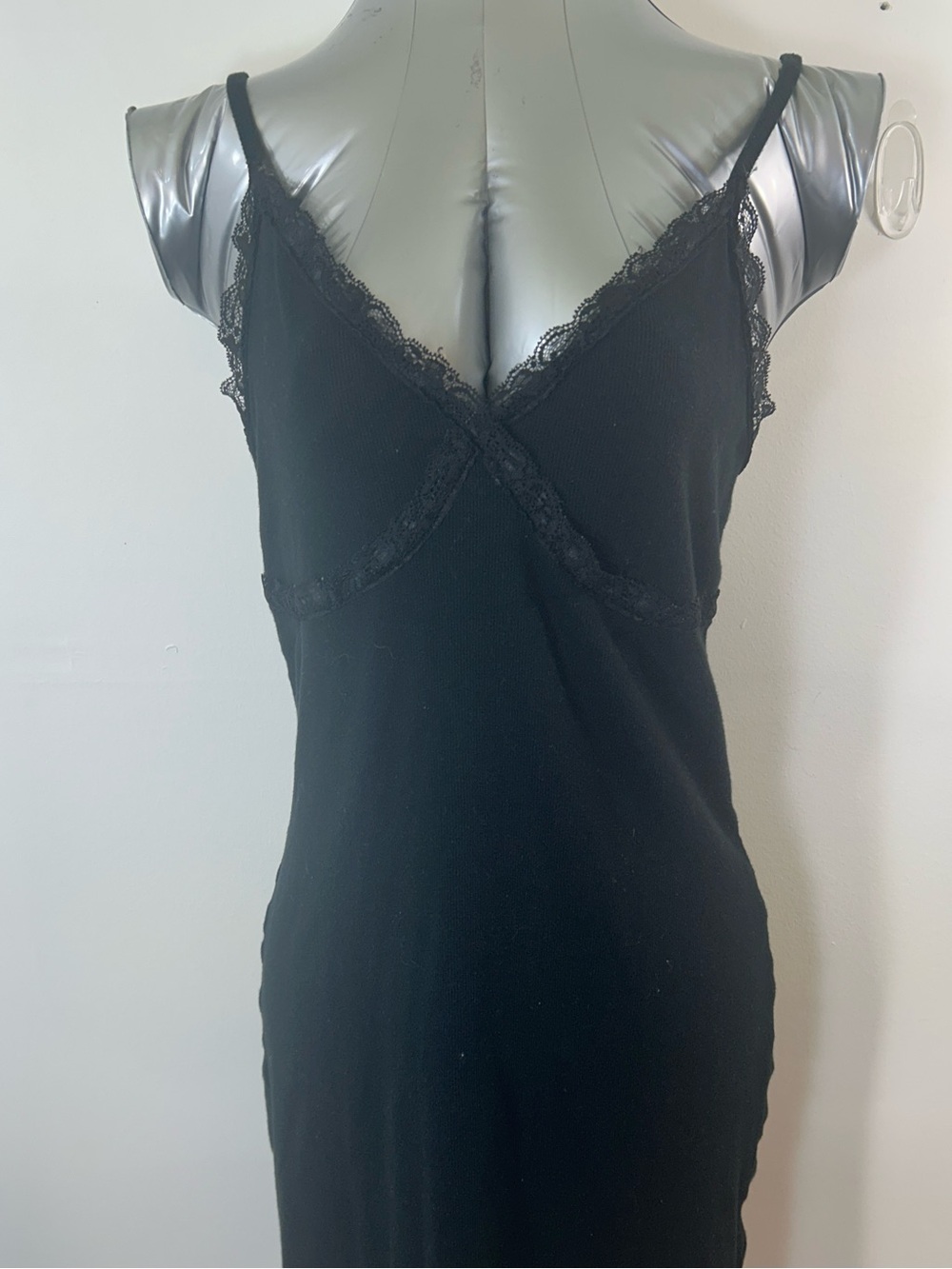 Universal Thread Black Lace Trim Slip Dress with Spaghetti Straps